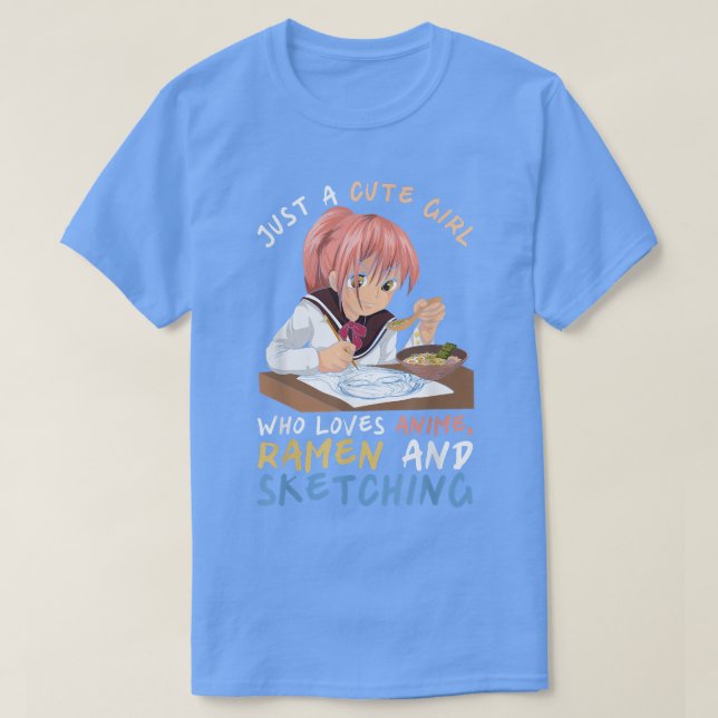 Bara en cute flicka som Kärlek anime Ramen och Ske T Shirt (Design framsida)