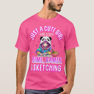 Bara en cute Girl som Kärlek Anime Ramen Sketching T Shirt