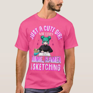 Bara en cute Girl som Kärlek Anime Sketching Ramen T Shirt