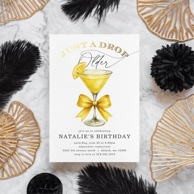 Bara en droppe äldre Lemon Drop Födelsedag Inbjudningar (Just a Drop Older Lemon Drop Birthday Invitation)