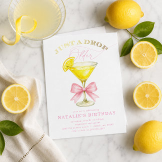 Bara en droppe äldre Lemon Drop Rosa Slöja Födelse Inbjudningar