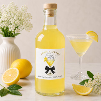 Bara en droppe äldre Lemon Drop svart rosett födel Spritflaskor Etikett