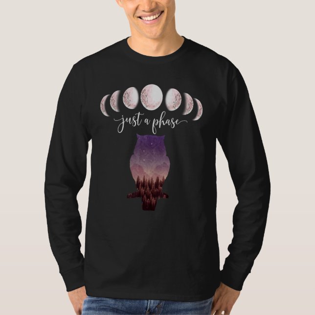 Bara En Fas Månens Faser Nattuggla Lila F T Shirt (Framsida)