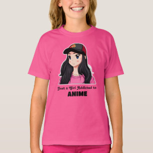 Bara en flicka Beroende till Anime   Rosa och svar T Shirt
