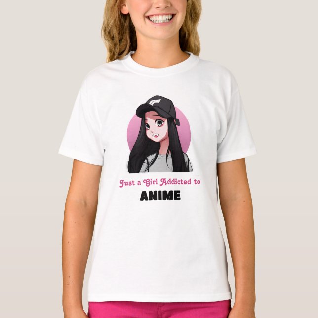 Bara en flicka Beroende till Anime | ROSA OCH SVAR T Shirt (Framsida)