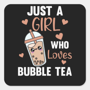 Bara en flicka i Bubble Tea Kärlek Boba Kawaii Fyrkantigt Klistermärke