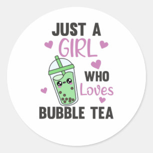 Bara en flicka i Bubble Tea Kärlek Boba Kawaii Runt Klistermärke