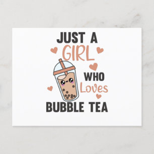 Bara en flicka i Bubble Tea Kärlek Boba Kawaii Vykort