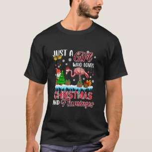 Bara en flicka i Kärlek jul och Flamingos Santa Bi T Shirt