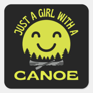 Bara en flicka med en Canoe Canoeing Fyrkantigt Klistermärke