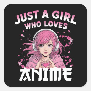 Bara en flicka som animerar kärlek fyrkantigt klistermärke