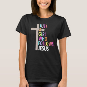 Bara en flicka som följer Jesus Kor Colorful Graph T Shirt