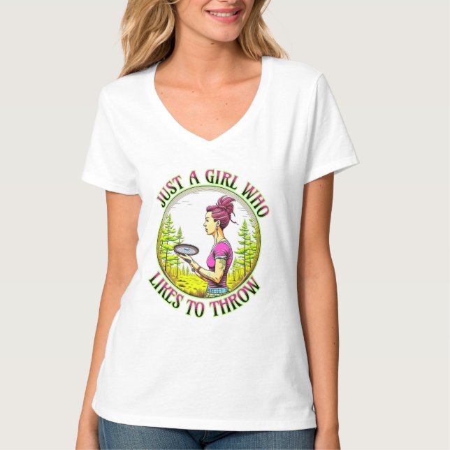 Bara en flicka som gillar att kasta | Disk Golf T Shirt (Framsida)