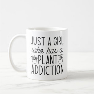 Bara en flicka som har ett växtberoende kaffemugg