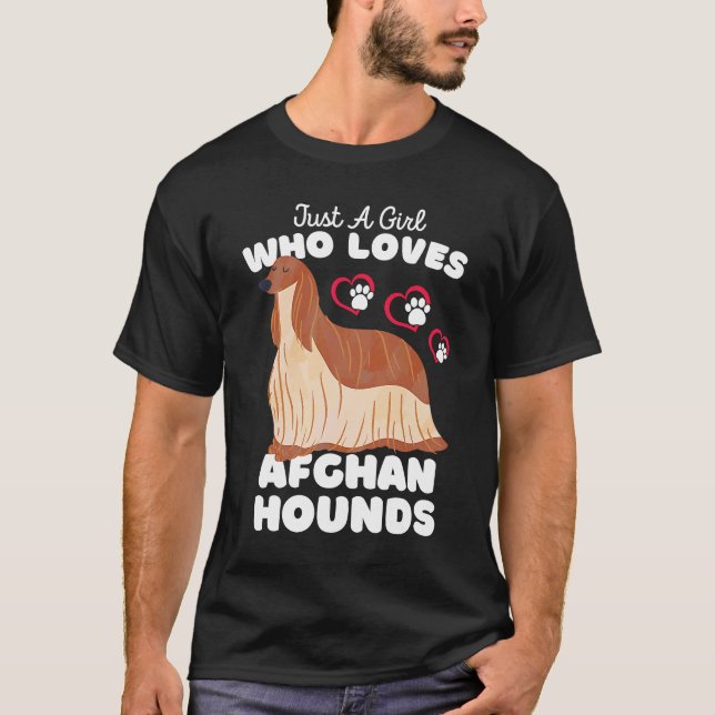 Bara en flicka som Kärlek Afghan Hounds Cute Afgha T Shirt (Framsida)