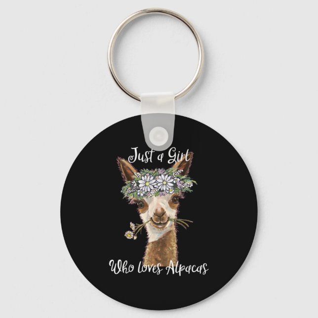 Bara en flicka som Kärlek Alpacas Nyckelring (Framsida)