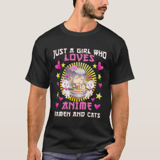 Bara en flicka som Kärlek animar Ramen och katter T Shirt