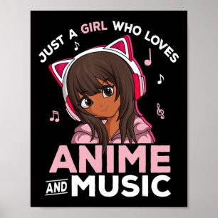 Bara en flicka som Kärlek Anime and Music Black Gi Poster