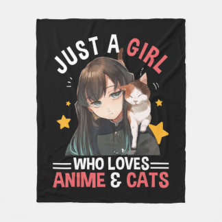 Bara en flicka som Kärlek Anime & Cats Cute Gifts  Fleecefilt