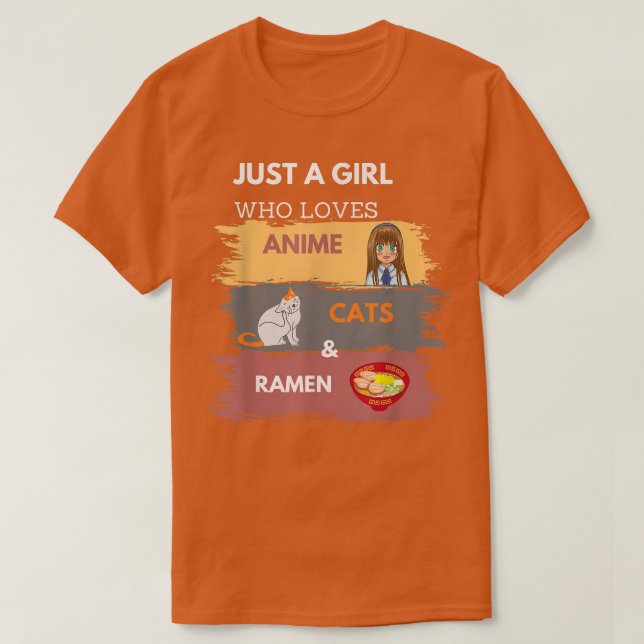 Bara en flicka som Kärlek Anime Cats och Ramen Jap T Shirt (Design framsida)