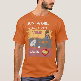 Bara en flicka som Kärlek Anime Cats och Ramen Jap T Shirt