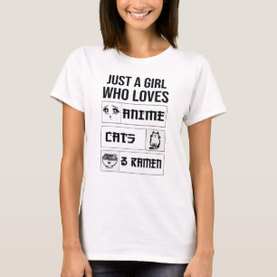 Bara en flicka som Kärlek Anime Cats och Ramen T Shirt