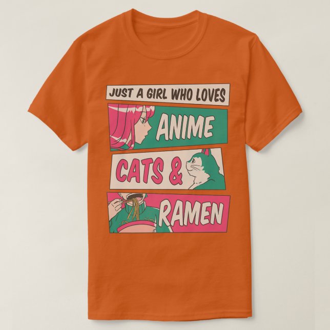 Bara en flicka som Kärlek Anime Cats Ramen Gamers  T Shirt (Design framsida)
