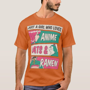 Bara en flicka som Kärlek Anime Cats Ramen Gamers  T Shirt