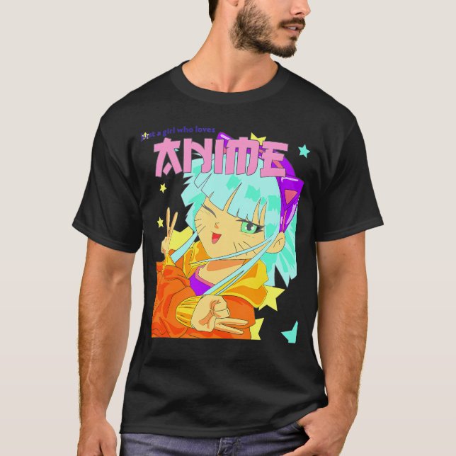 Bara en flicka som Kärlek Anime Harajuku Kawaii Ki T Shirt (Framsida)