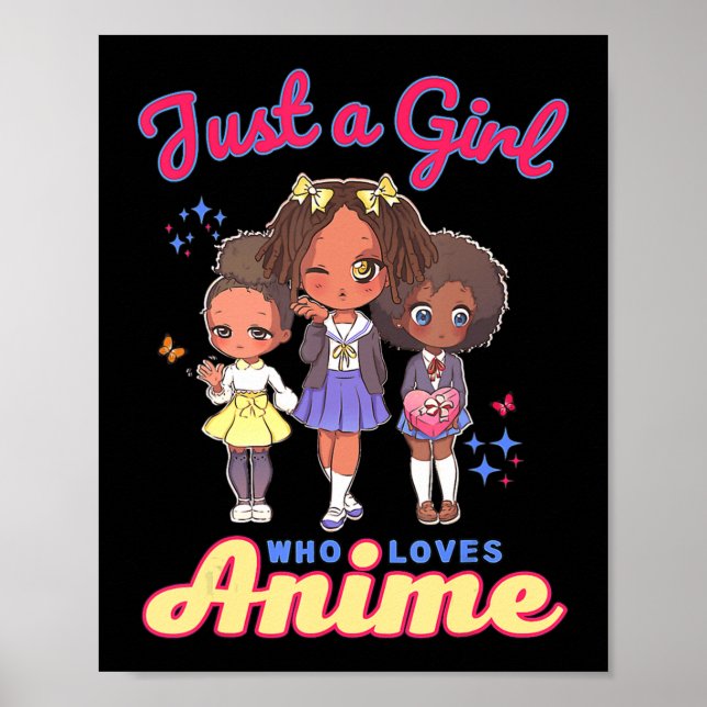 Bara en flicka som Kärlek Anime Kawaii African Ame Poster (Framsidan)