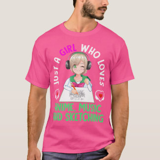Bara en flicka som Kärlek anime Music och sketchar T Shirt