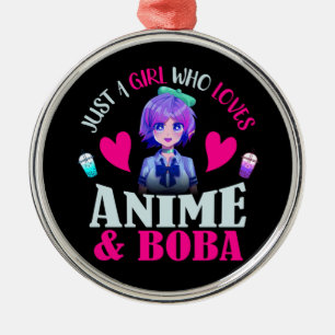 Bara en flicka som Kärlek Anime och Boba Julgransprydnad Metall