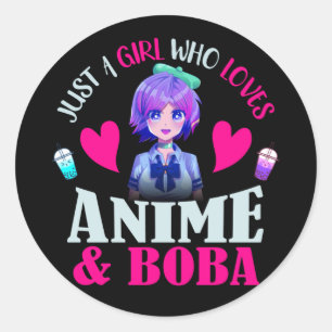 Bara en flicka som Kärlek Anime och Boba Runt Klistermärke