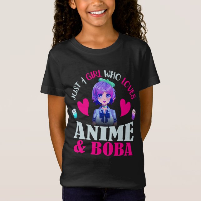 Bara en flicka som Kärlek Anime och Boba T-Shirt (Framsida)