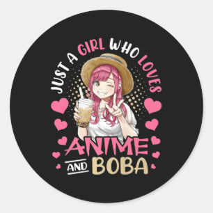 Bara en flicka som Kärlek Anime och Boba Tea Gift Runt Klistermärke