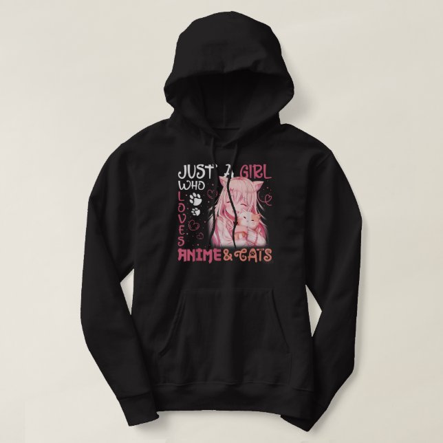 Bara en flicka som Kärlek Anime och Cat Girls Offi Hoodie (Design framsida)