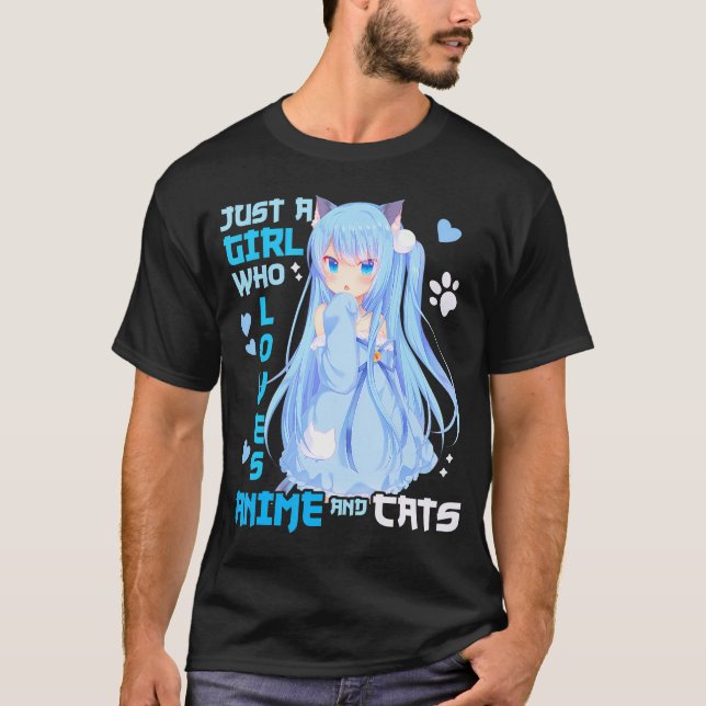 Bara en flicka som Kärlek Anime och Cats Funny Kaw T Shirt (Framsida)