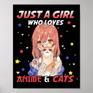 Bara en flicka som Kärlek Anime och Cats Kawaii Gi Poster