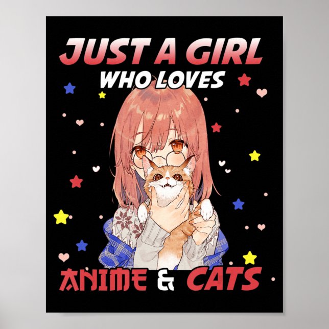 Bara en flicka som Kärlek Anime och Cats Kawaii Gi Poster (Framsidan)