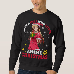 Bara en flicka som Kärlek Anime och julpajama Lång Ärmad Tröja