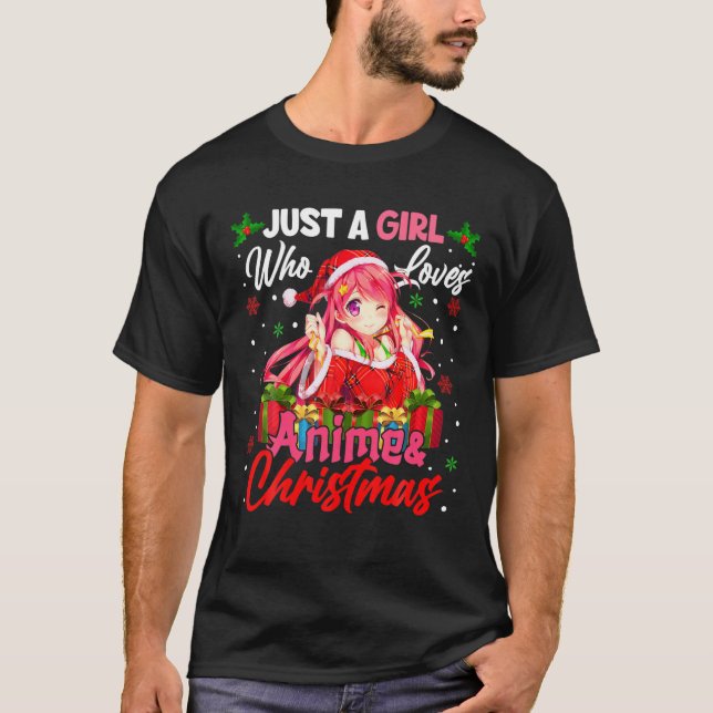Bara en flicka som Kärlek Anime och jultomten Gi T Shirt (Framsida)
