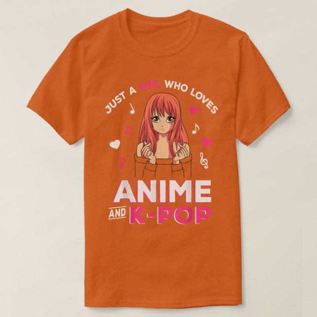 Bara en flicka som Kärlek Anime och K-Pop Anime Me T Shirt (Design framsida)