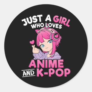 Bara en flicka som Kärlek Anime och K-Pop Cute Mu Runt Klistermärke