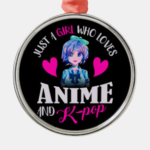 Bara en flicka som Kärlek Anime och K-Pop Julgransprydnad Metall