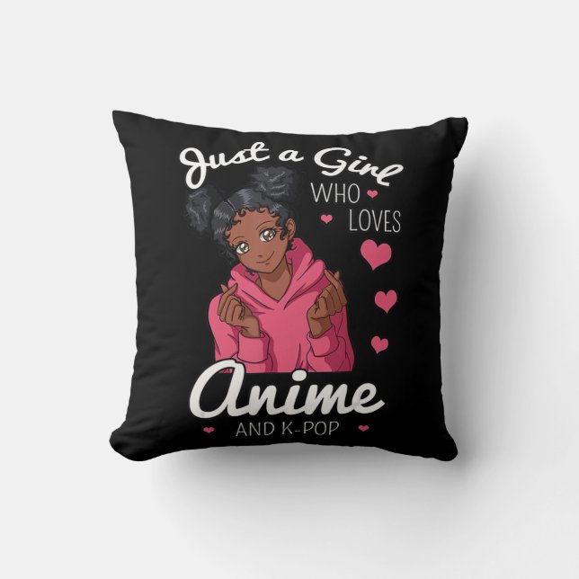 Bara en flicka som Kärlek Anime och KPop African A Kudde (Framsida)