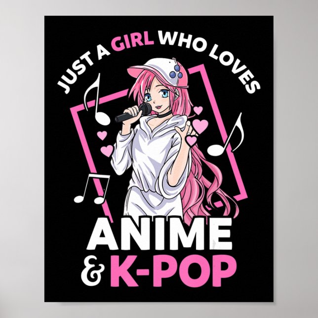 Bara en flicka som Kärlek Anime och KPop Music Ani Poster (Framsidan)