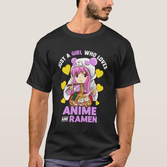 Bara en flicka som Kärlek Anime och Ramen Bowl Pan T Shirt (Framsida)