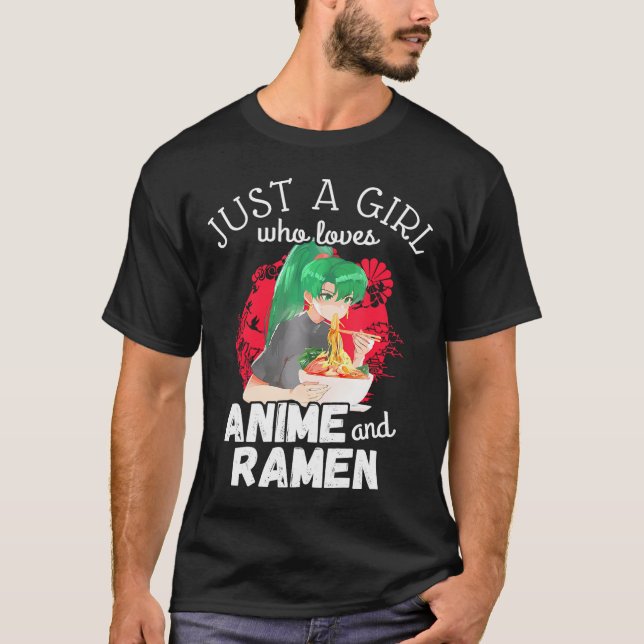 Bara en flicka som Kärlek Anime och Ramen Cute Kaw T Shirt (Framsida)