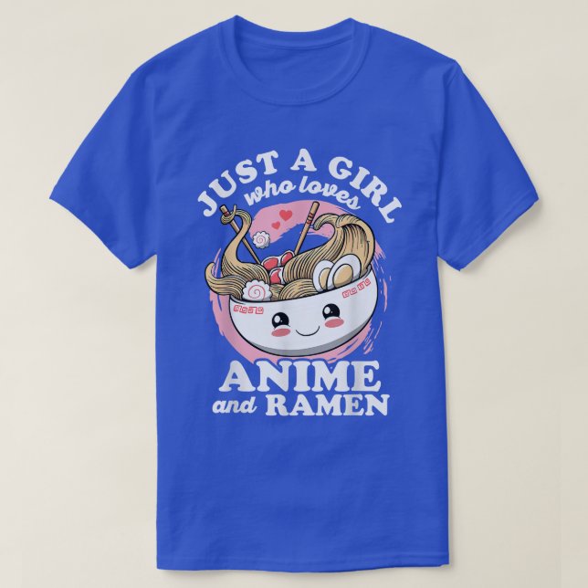 Bara en flicka som kärlek Anime och Ramen kawaii O T Shirt (Design framsida)
