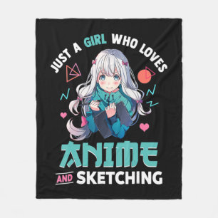 Bara en flicka som Kärlek Anime och Sketchar Japan Fleecefilt